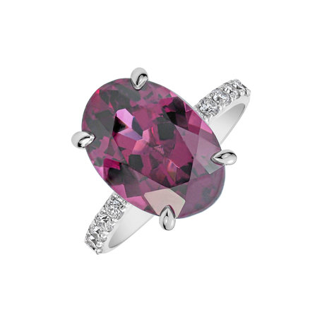 Diamond ring with Rhodolite Queen of Magic Coast