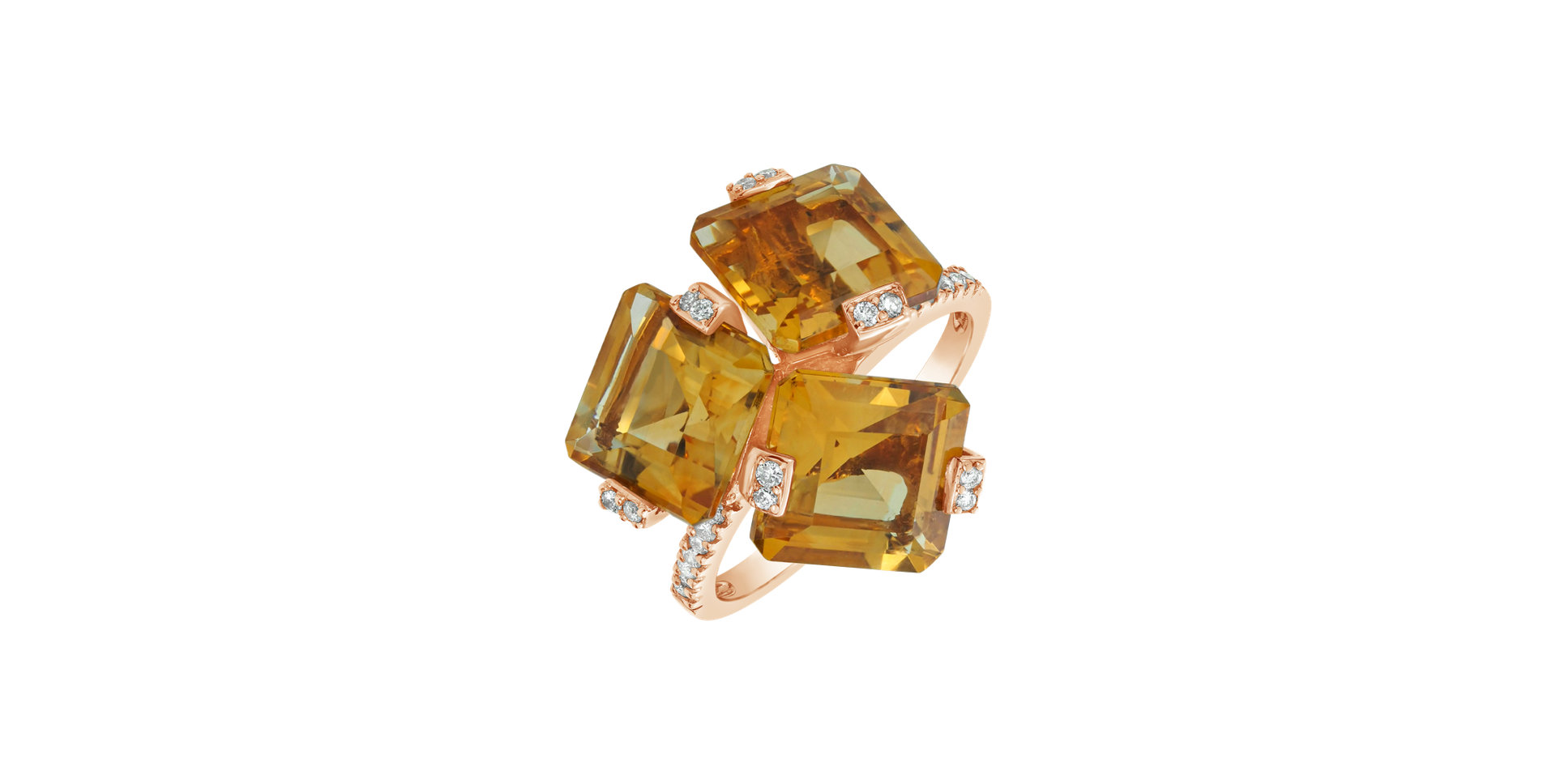 Diamond ring with Citrine Fragments