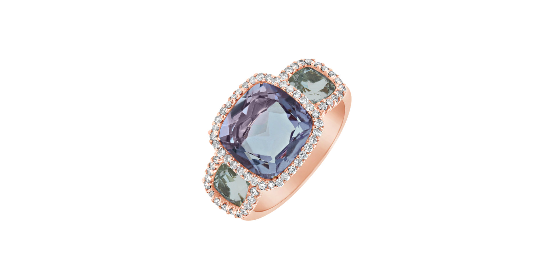 Diamond ring with Amethysts One Rose