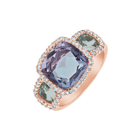Diamond ring with Amethysts One Rose