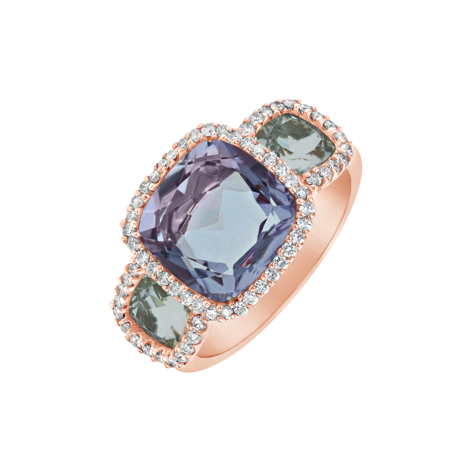 Diamond ring with Amethysts One Rose