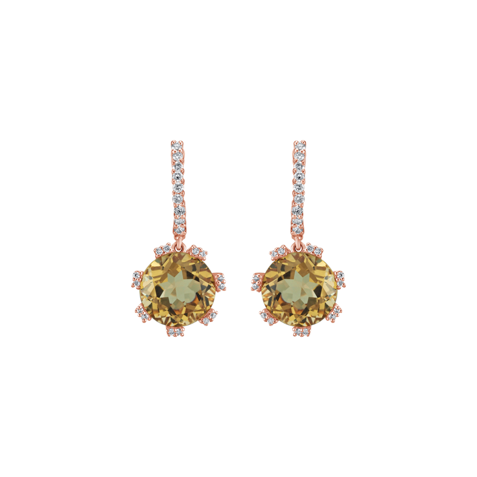Diamond earrings with Citrine Lover's Dawn