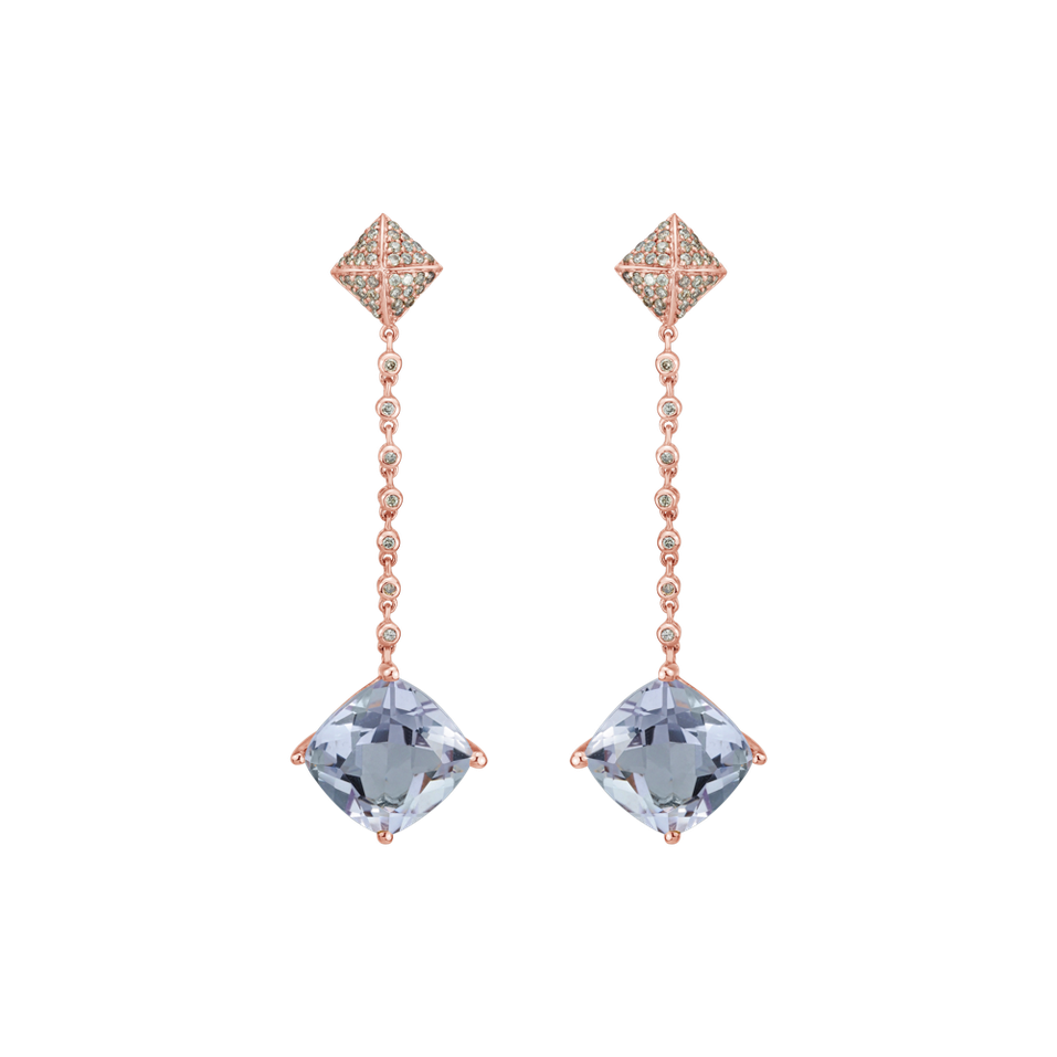 Diamond earrings with Amethyst Fairy Chain
