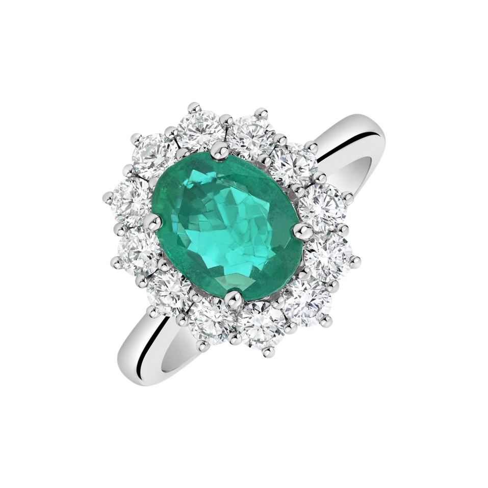 Diamond ring with Emerald Princess Aurora