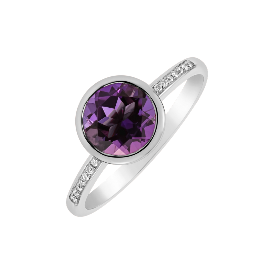 Diamond ring with Amethyst Regal Elegance