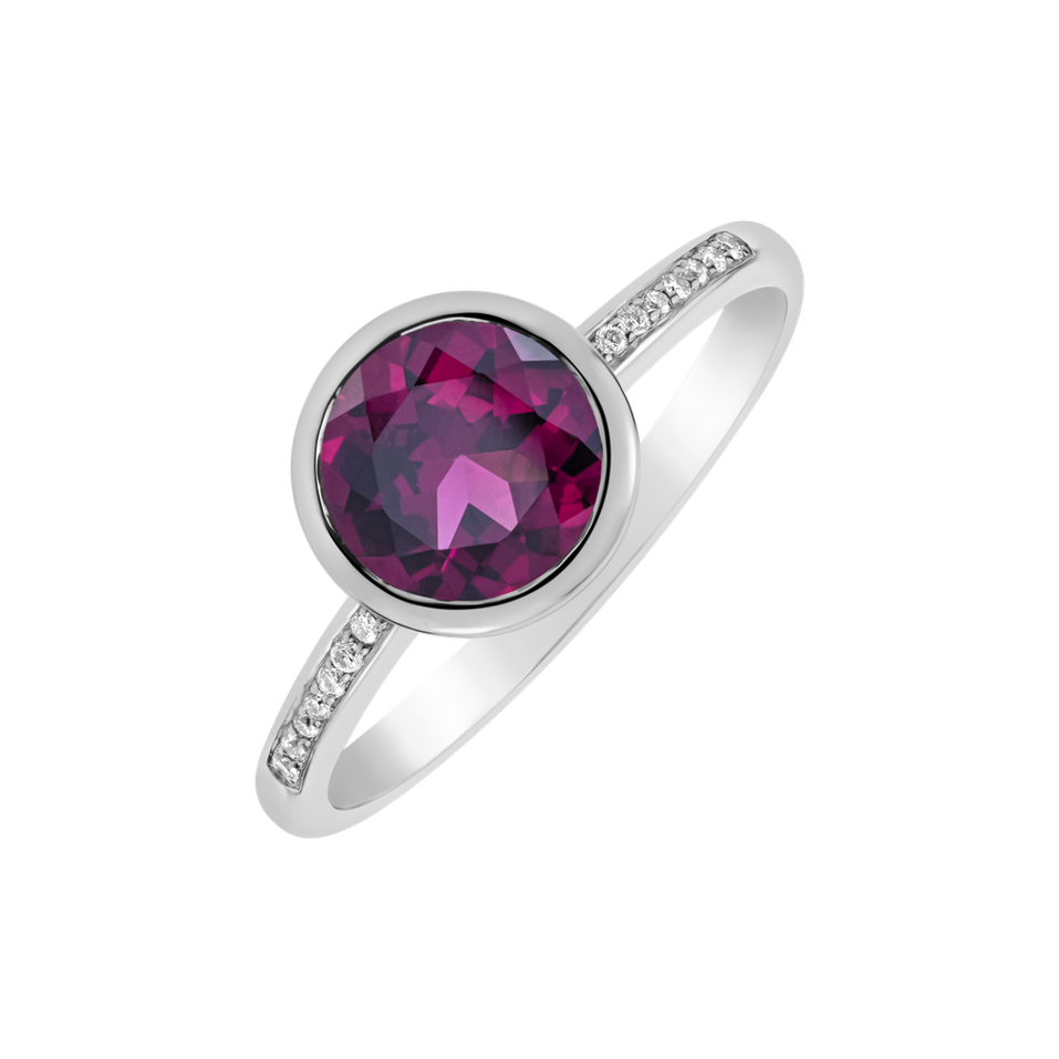 Diamond ring with Rhodolite Regal Elegance