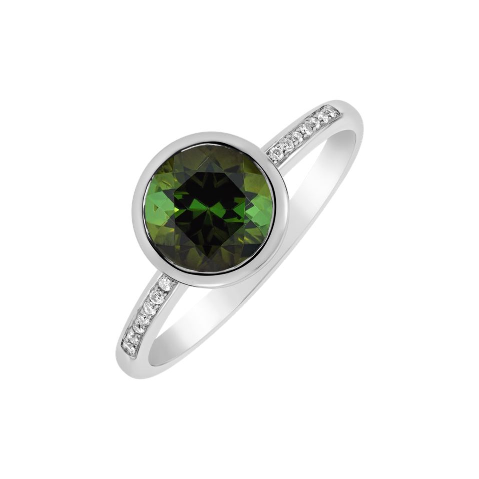 Diamond ring with Tourmaline Regal Elegance