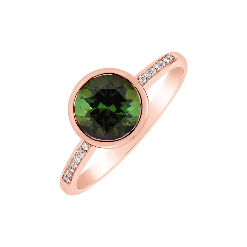 Diamond ring with Tourmaline Regal Elegance
