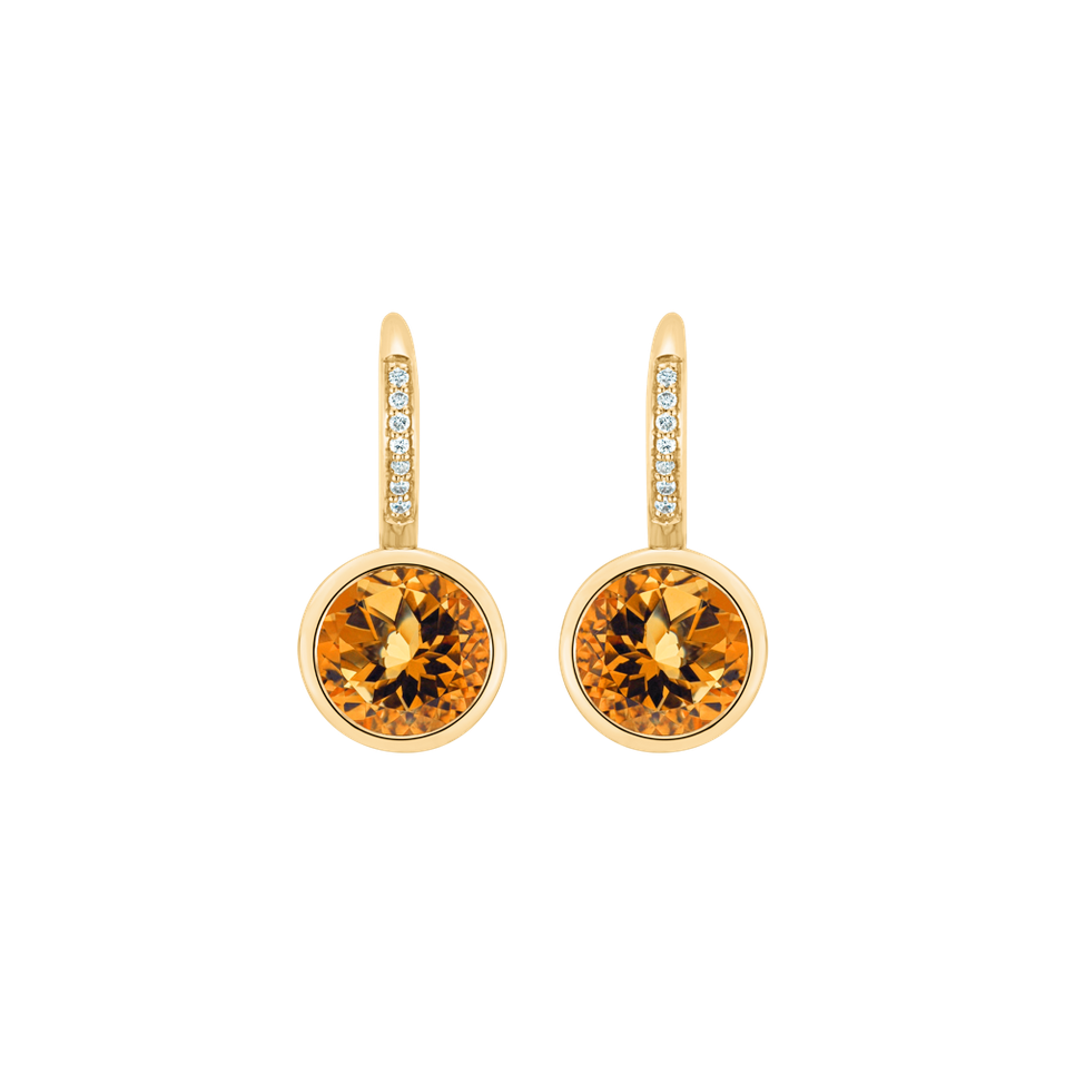 Diamond earrings with Citrine Regal Elegance