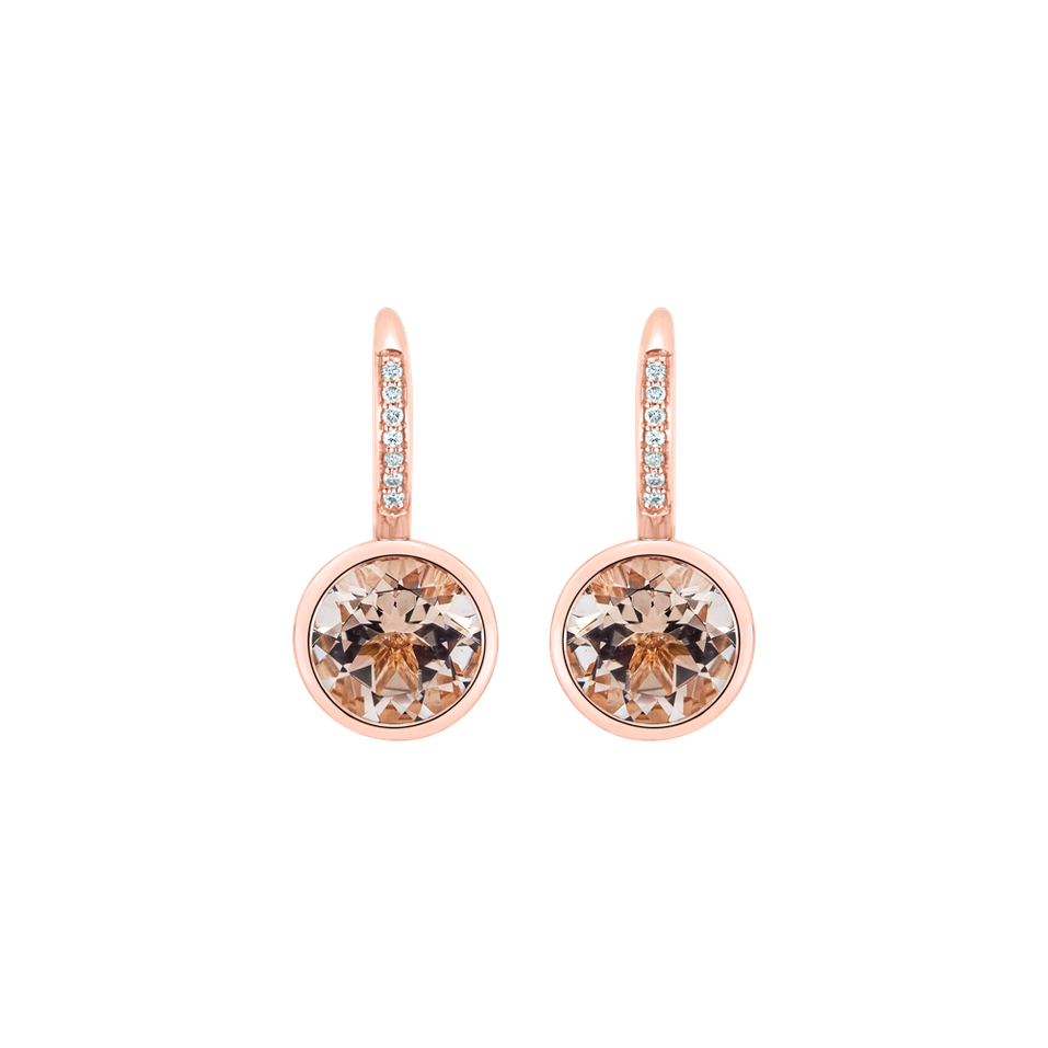 Diamond earrings with Morganite Regal Elegance