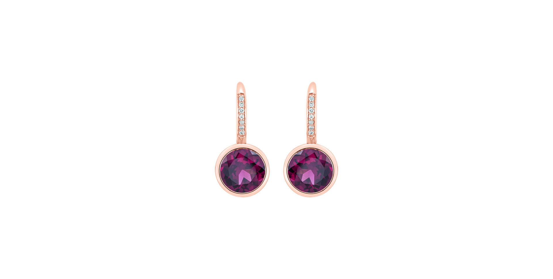 Diamond earrings with Rhodolite Regal Elegance