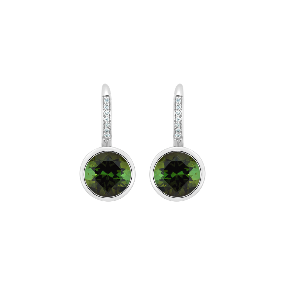Diamond earrings with Tourmaline Regal Elegance