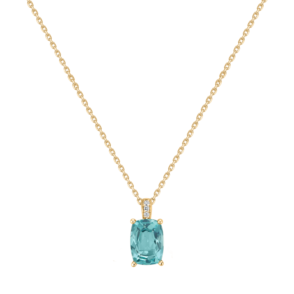 Diamond necklace with Apatite Aqua Lumos