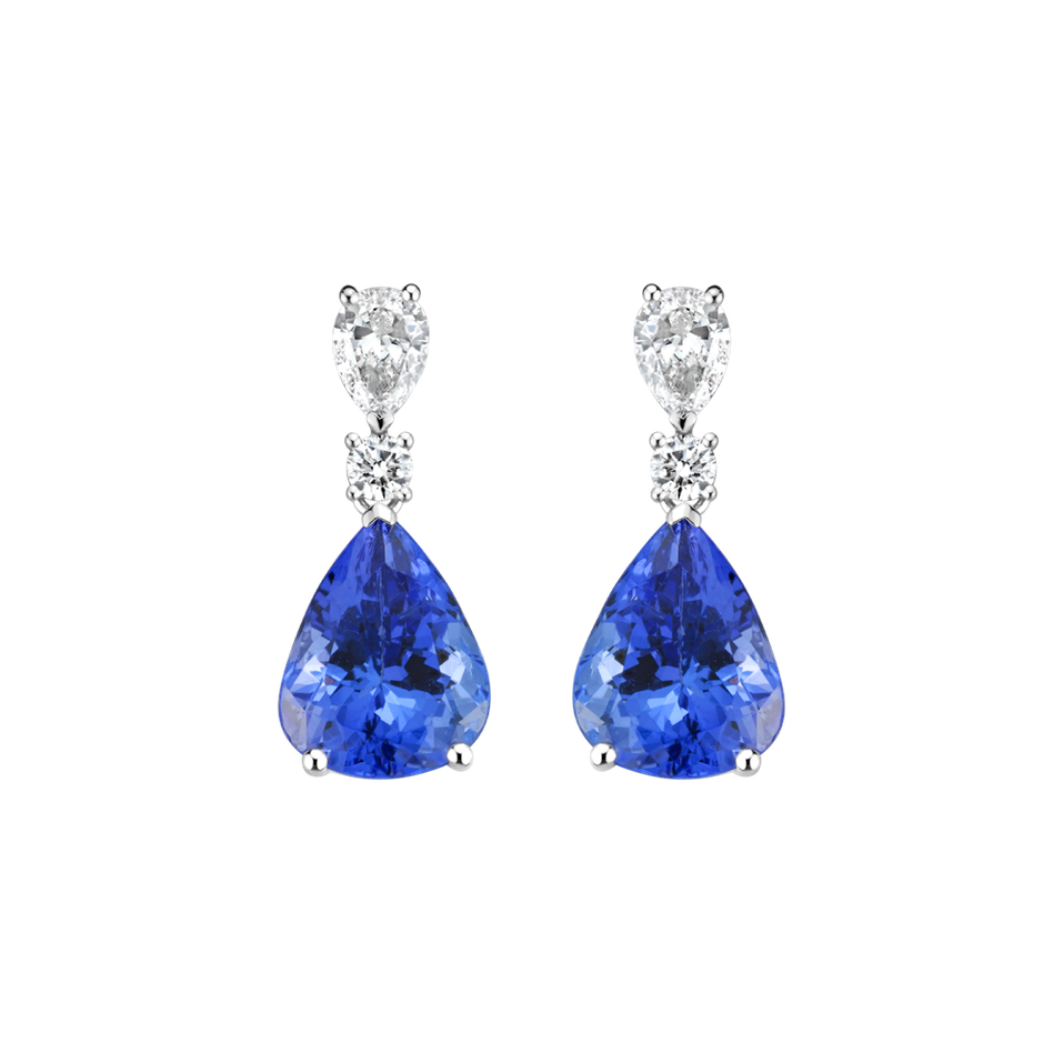 Diamond earrings with Tanzanite Aqua Spark