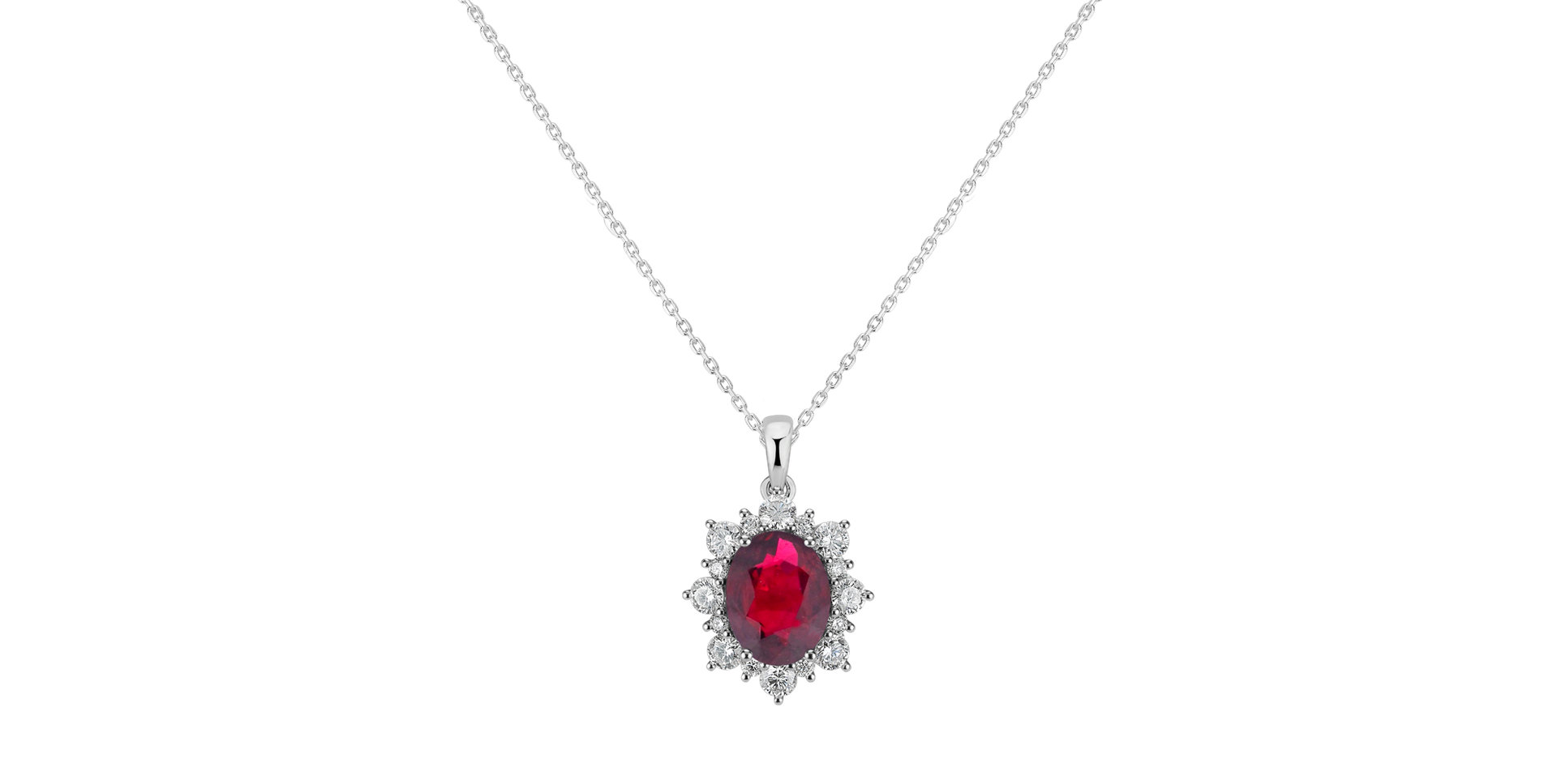 Diamond necklace with Ruby Royal Aurora