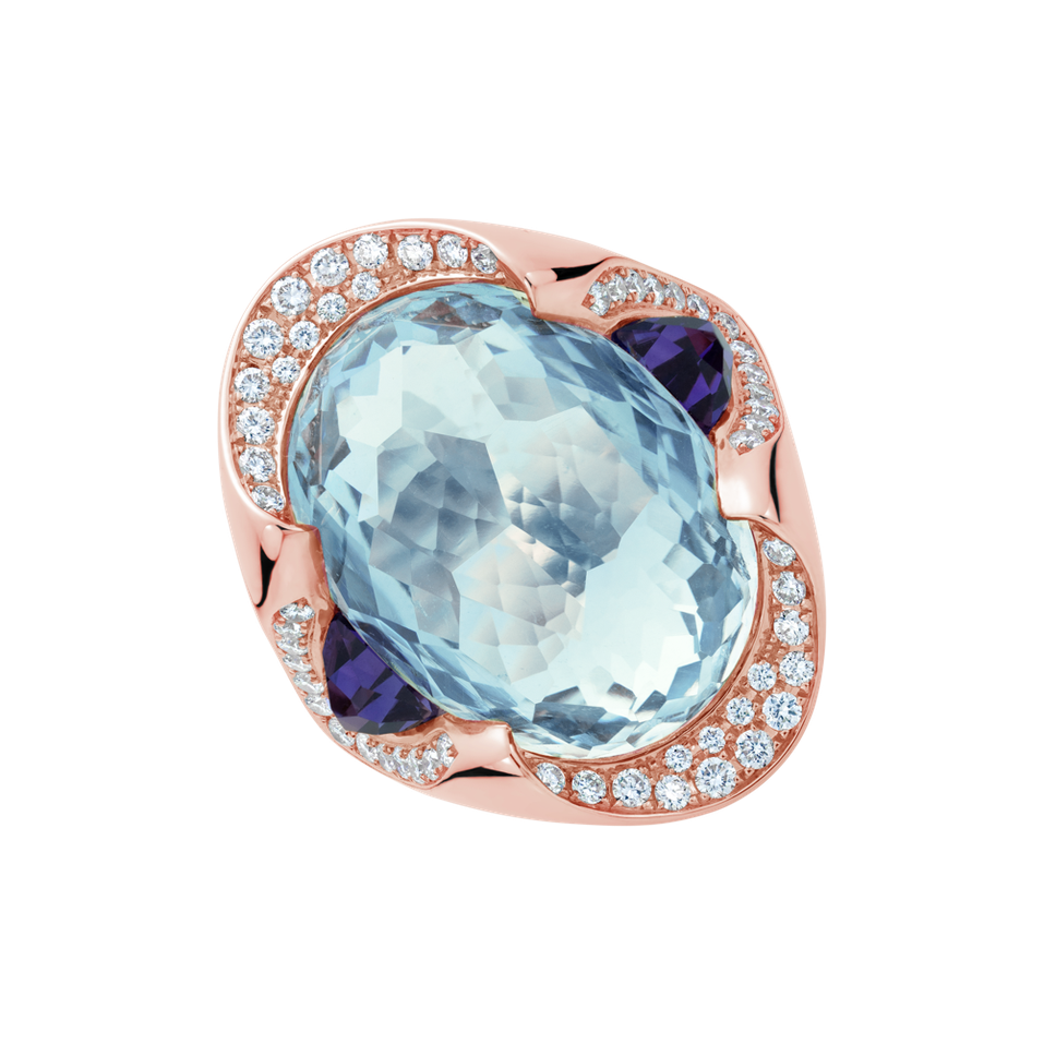 Diamond ring with Topaz and Amethysts Viridian Grace