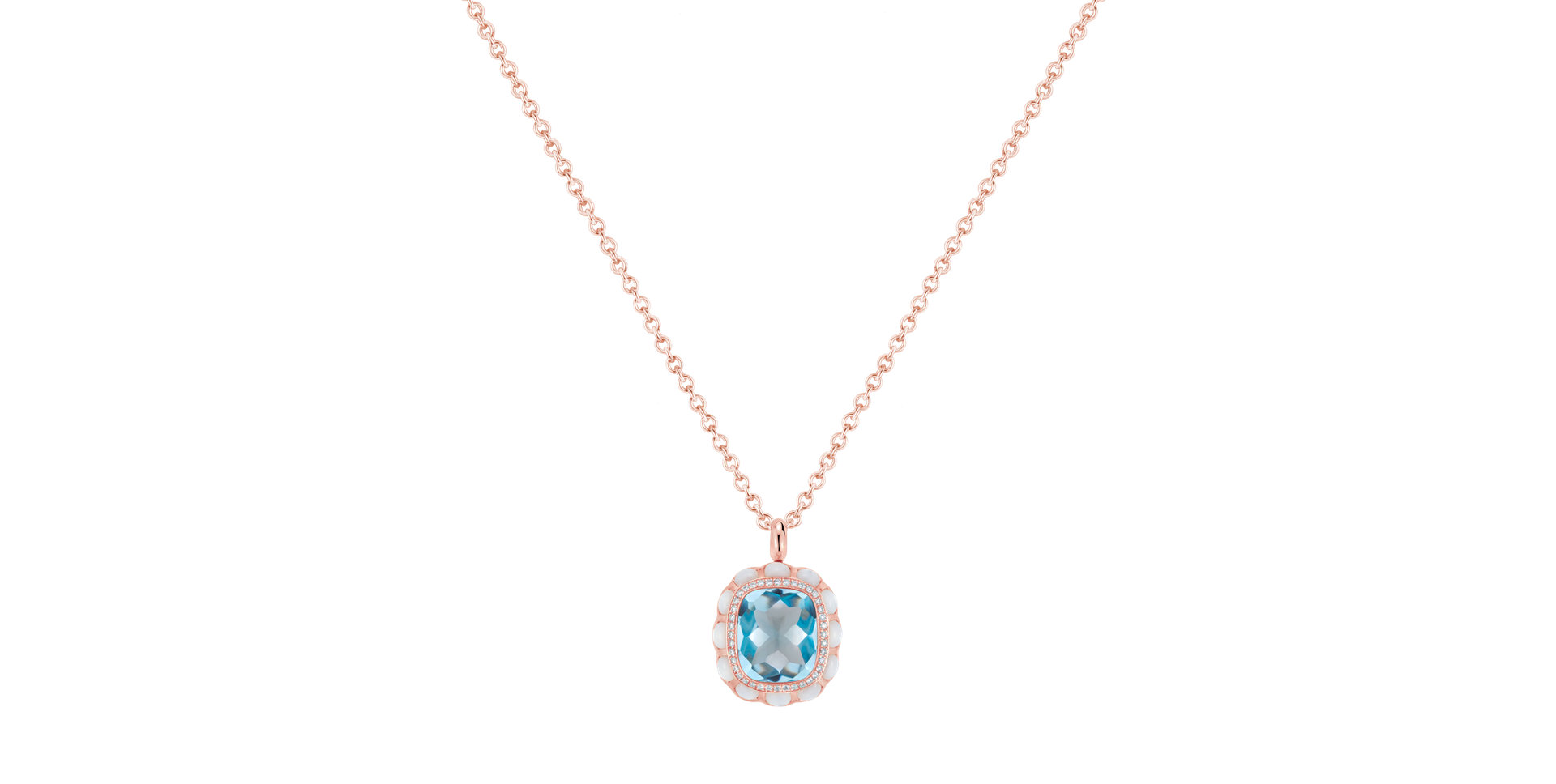 Diamond necklace with Topaz and Pearl The Imperial Azure
