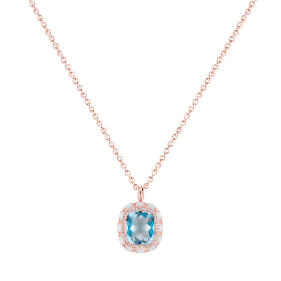 Diamond necklace with Topaz and Pearl The Imperial Azure