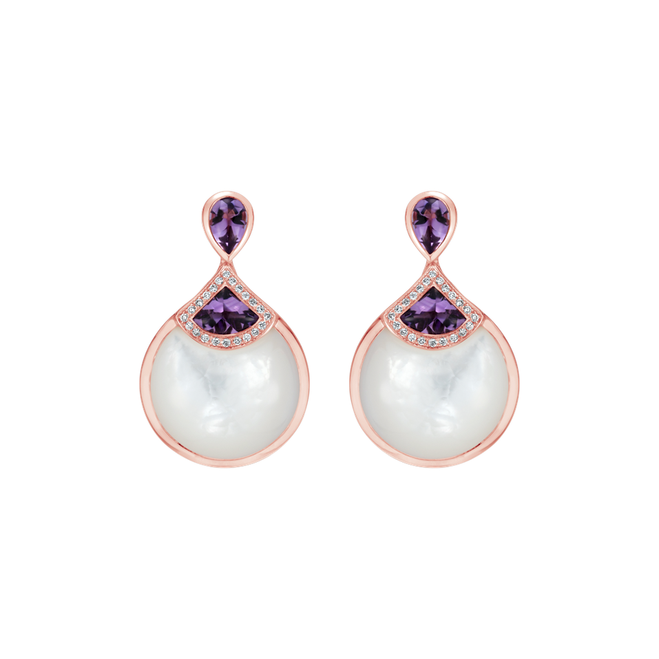 Diamond earrings with Amethyst and Pearl Velaryn
