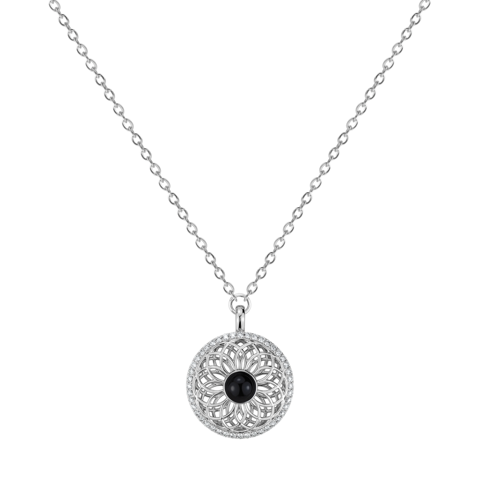 Diamond necklace with Agate Heart of Starlight