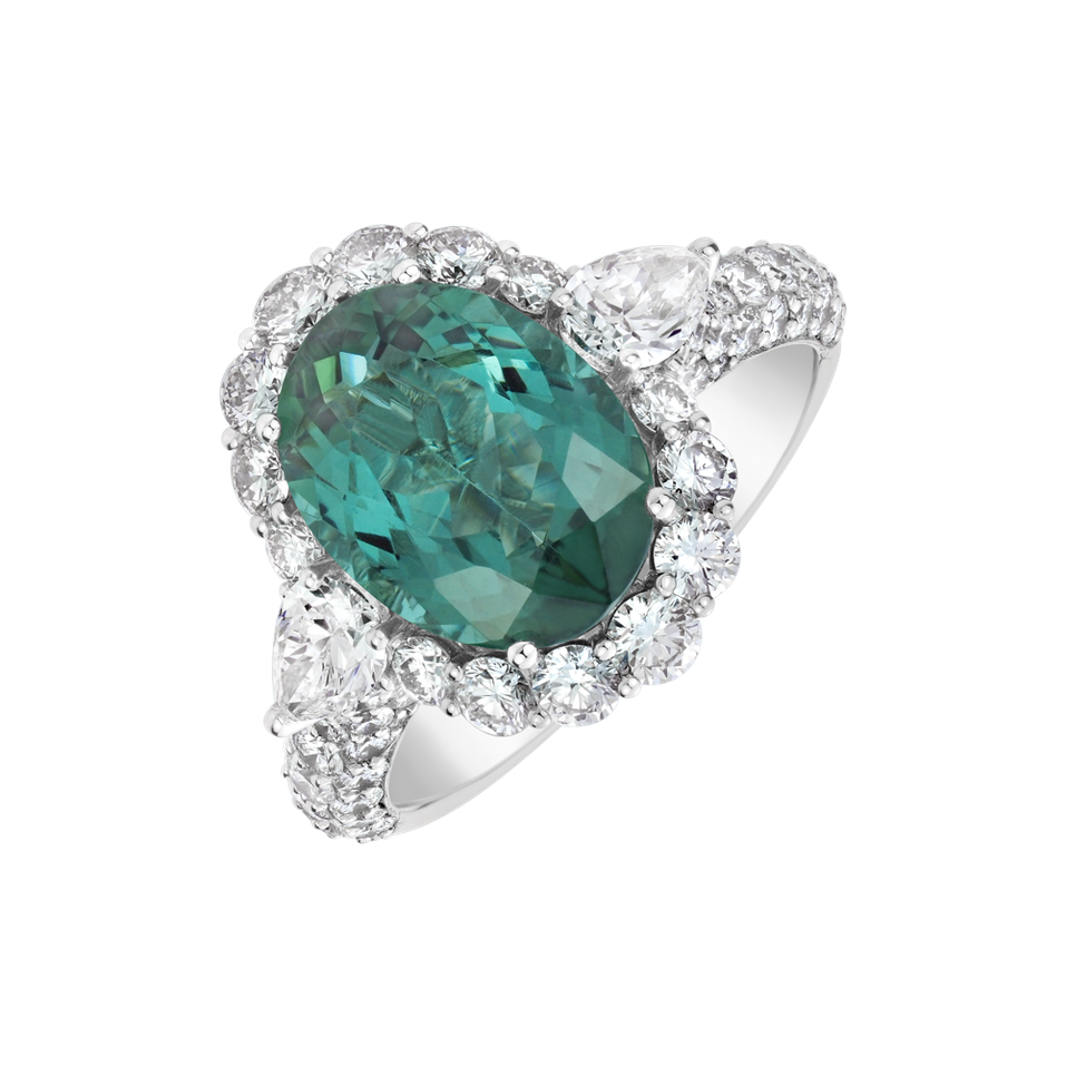 Diamond ring with Tourmaline Lorienth