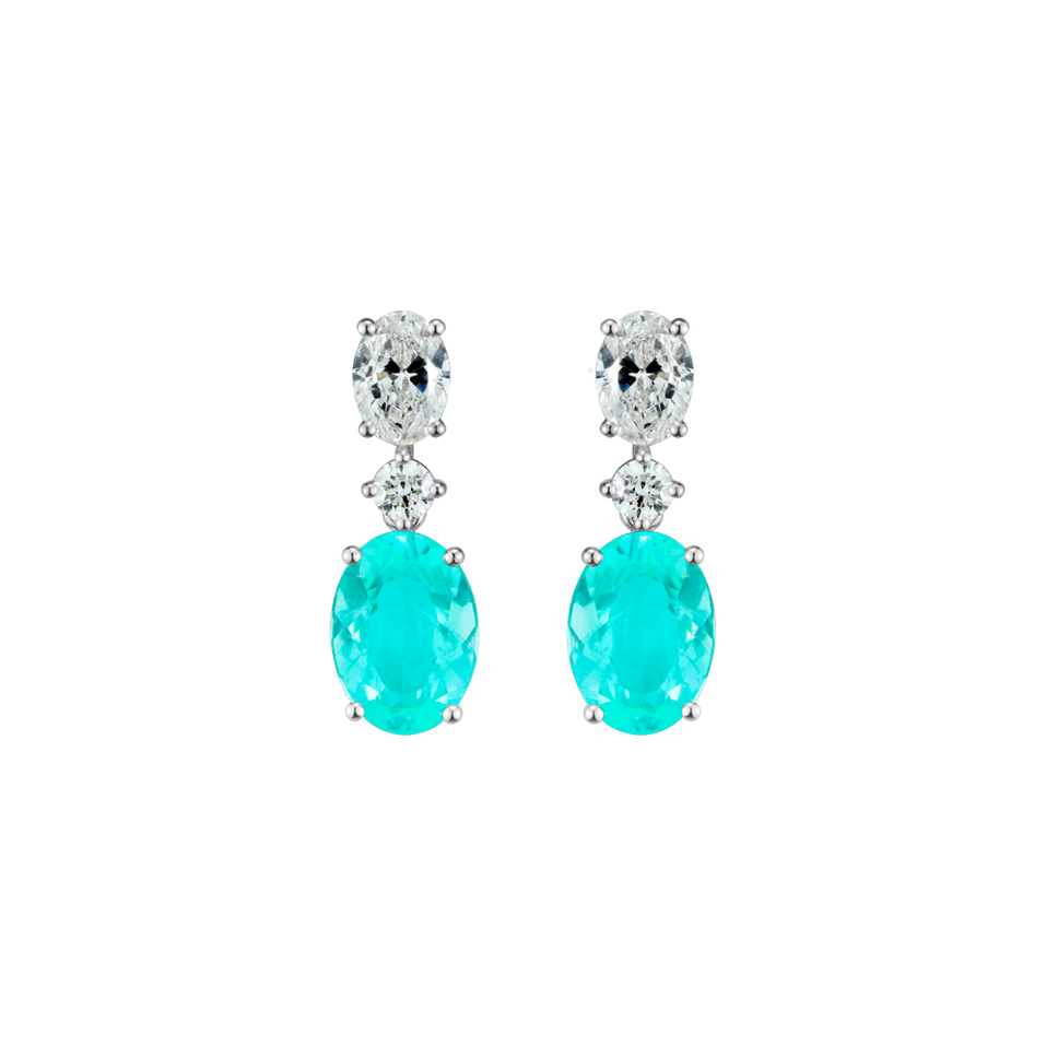 Diamond earrings with Paraiba Teal Glow