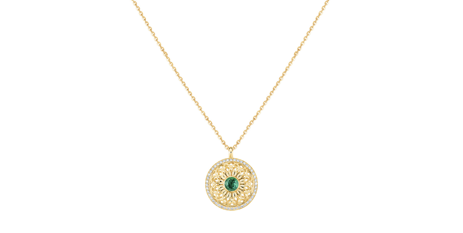 Diamond necklace with Emerald Heart of Star
