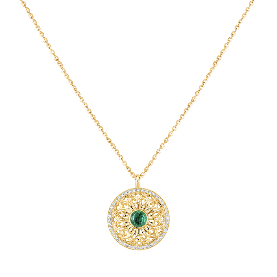 Diamond necklace with Emerald Heart of Star