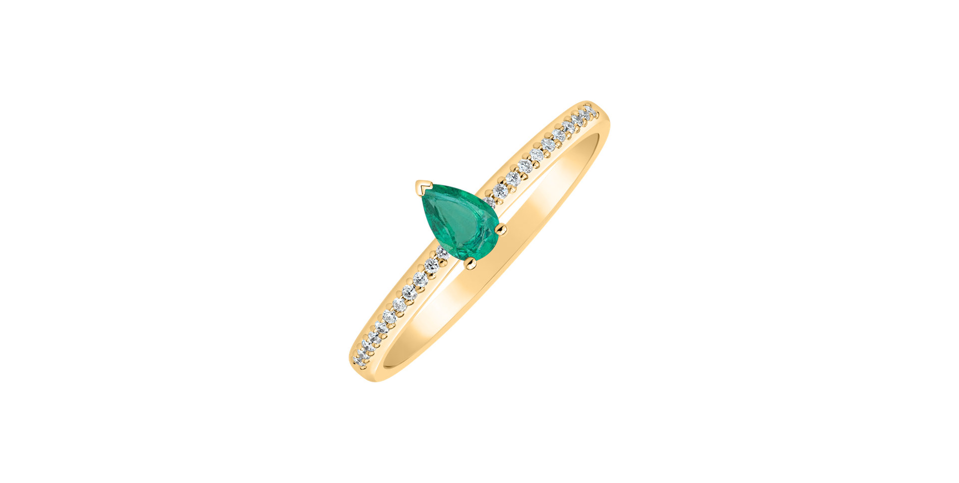 Diamond ring with Emerald Seriane