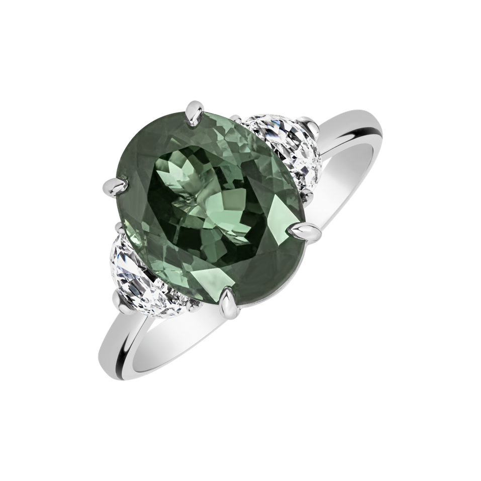 Diamond ring with Tourmaline Dynasty Gem