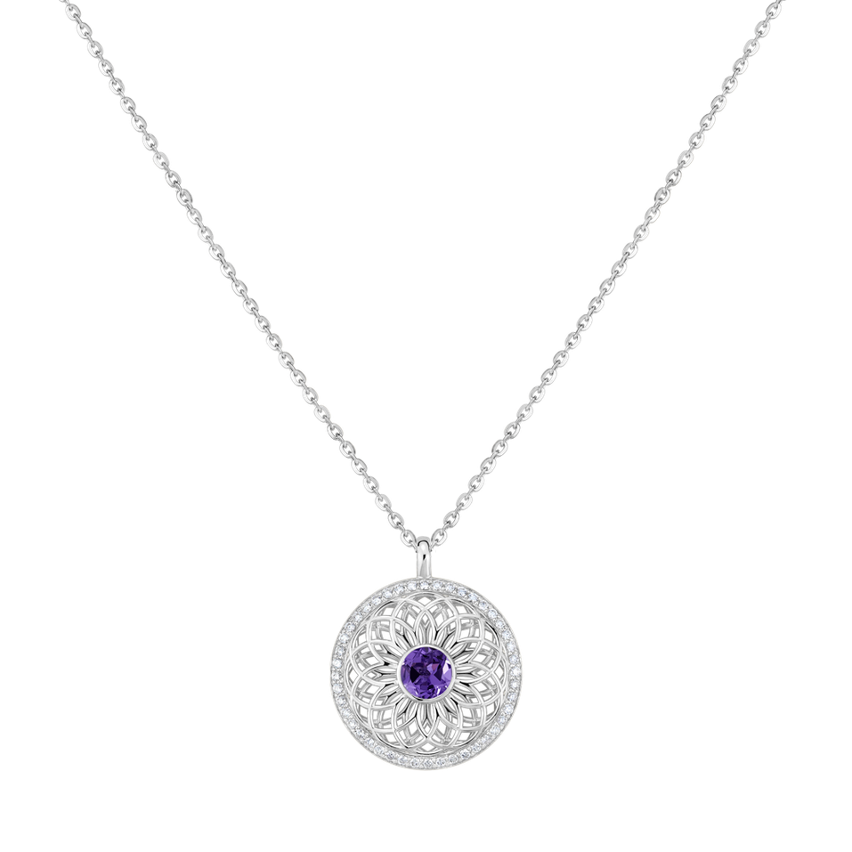 Diamond necklace with Amethyst Heart of Star
