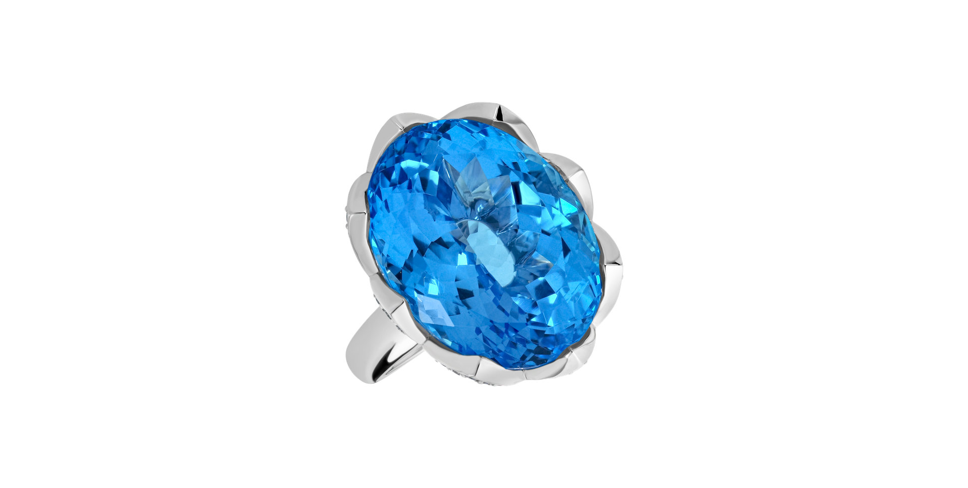 Diamond ring with Topaz Ice Blossom