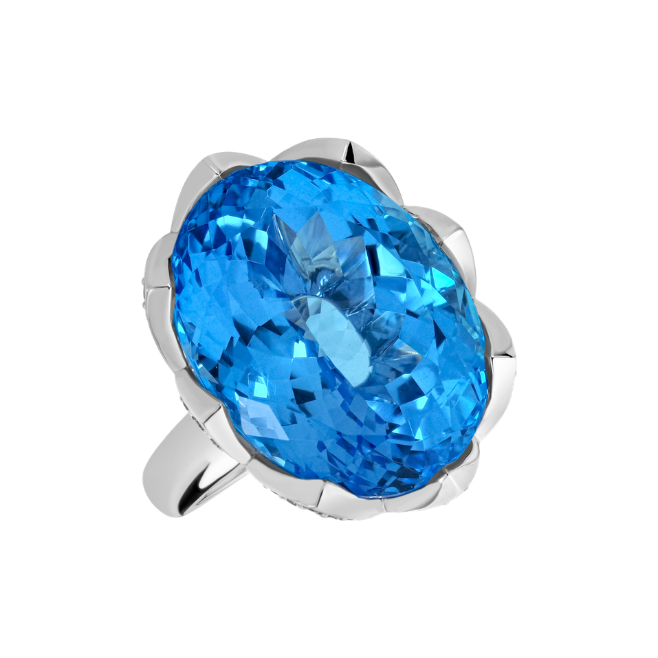 Diamond ring with Topaz Ice Blossom