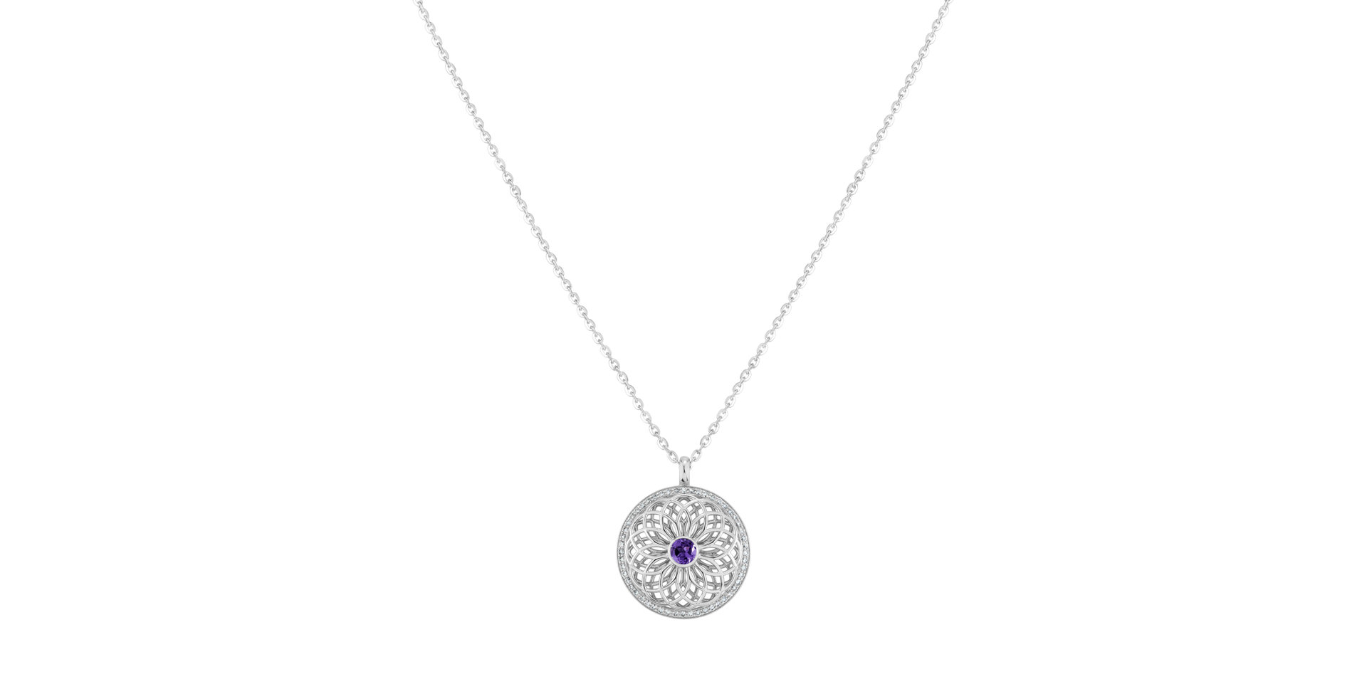 Diamond necklace with Amethyst The Spiral of Life