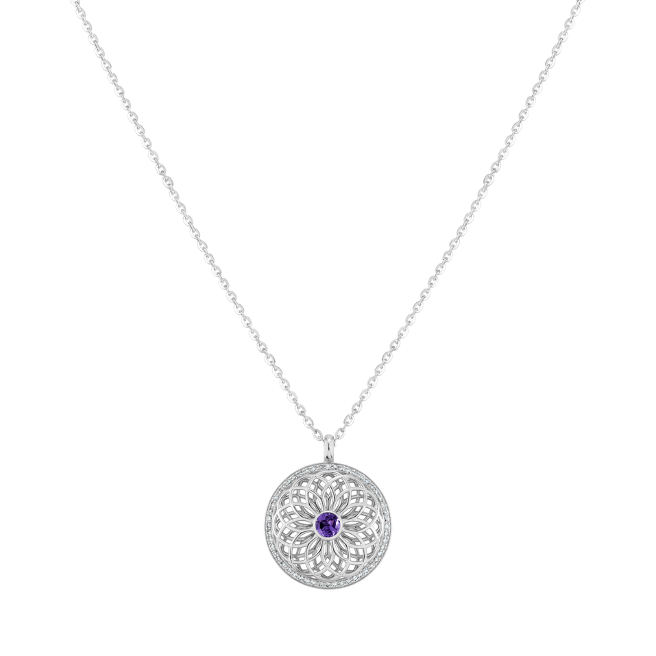 Diamond necklace with Amethyst The Spiral of Life