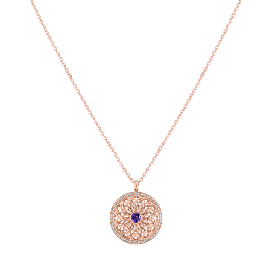 Diamond necklace with Amethyst The Spiral of Life