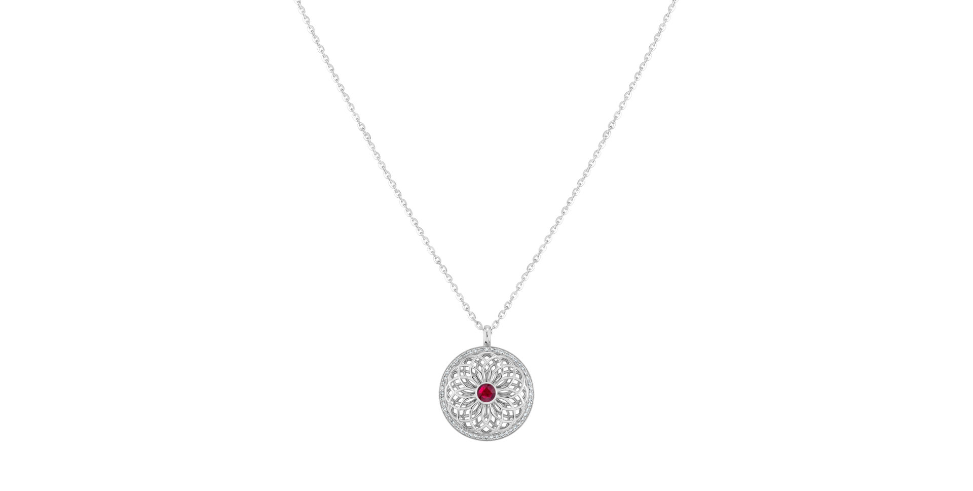 Diamond necklace with Ruby The Spiral of Life