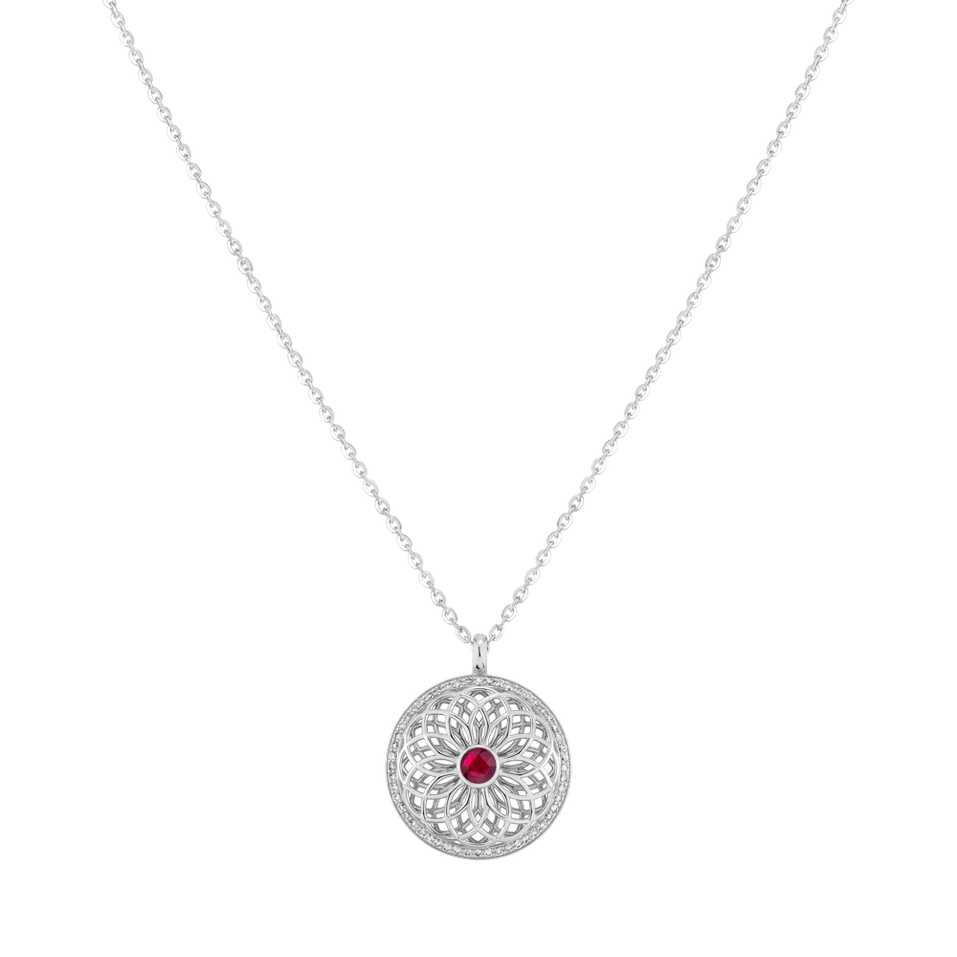 Diamond necklace with Ruby The Spiral of Life