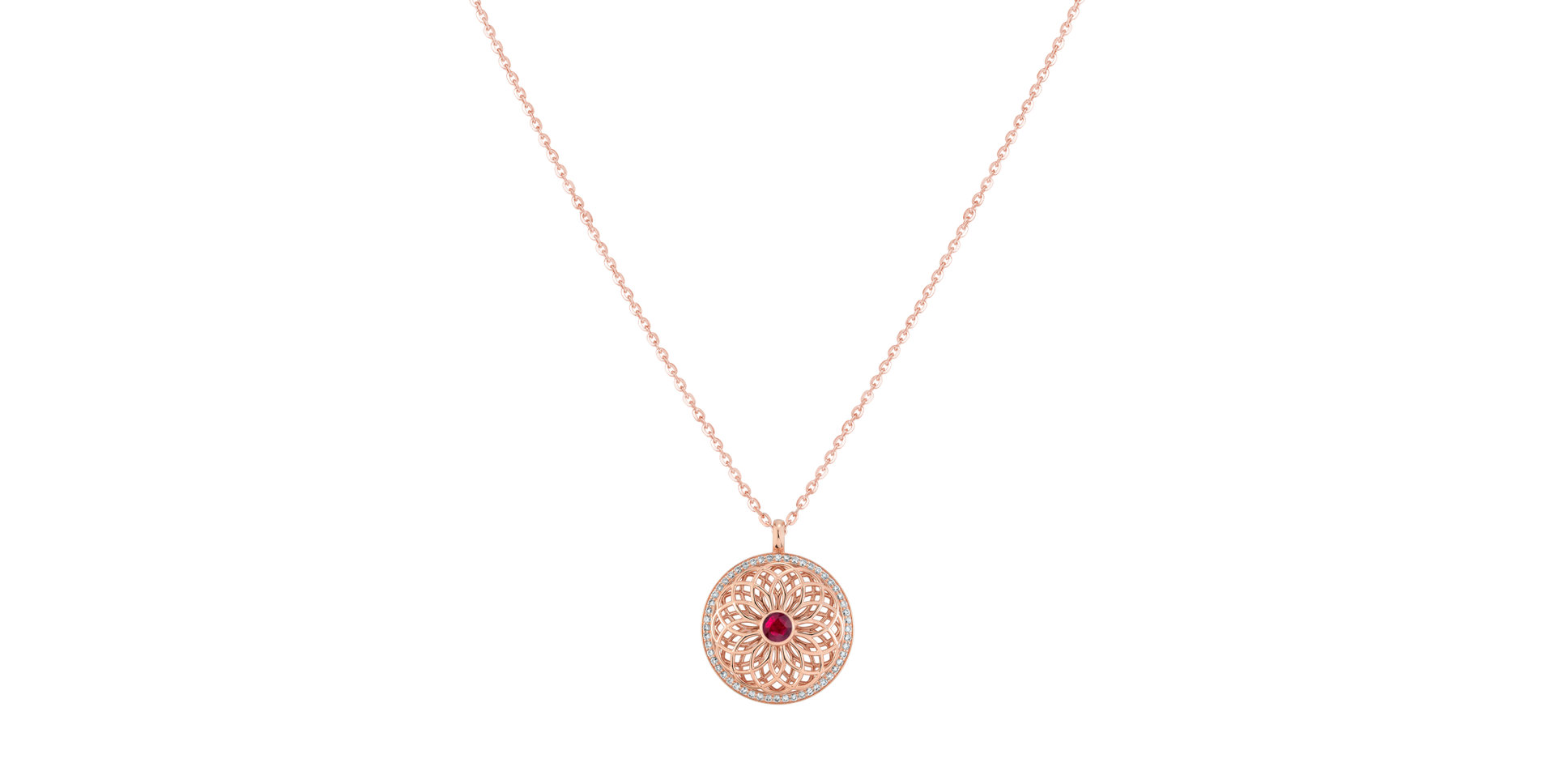 Diamond necklace with Ruby The Spiral of Life