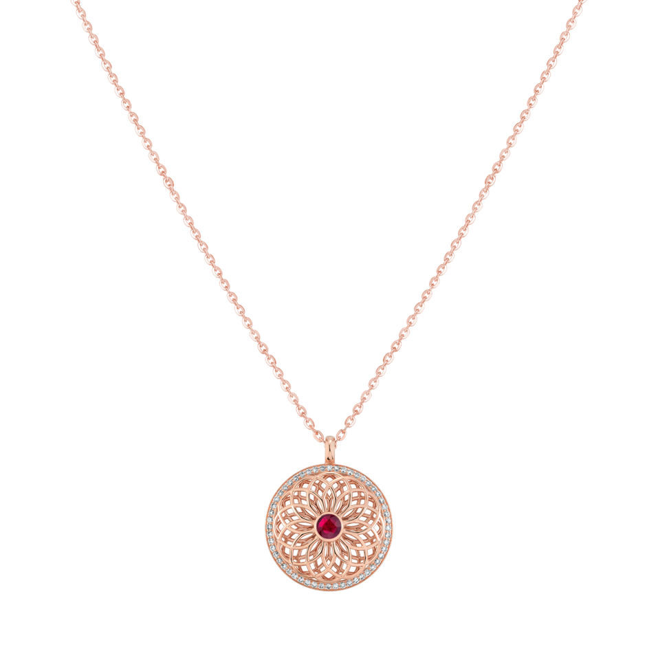 Diamond necklace with Ruby The Spiral of Life