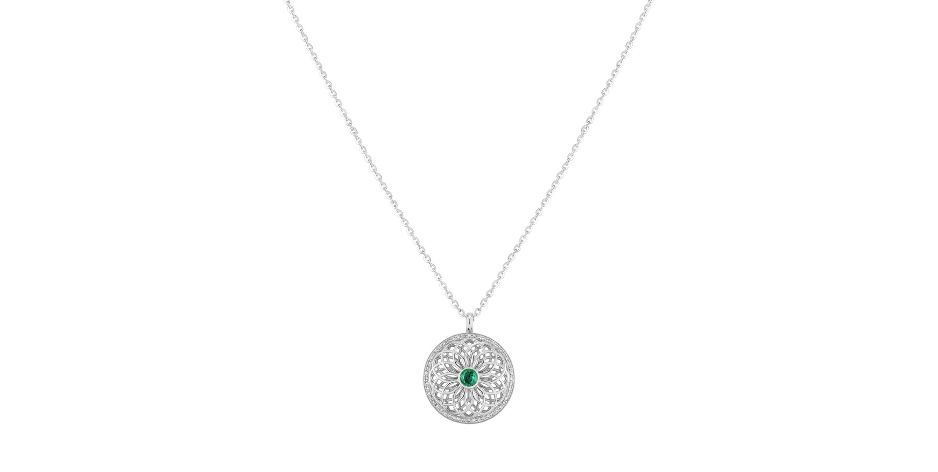 Diamond necklace with Emerald The Spiral of Life