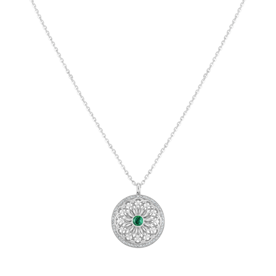 Diamond necklace with Emerald The Spiral of Life