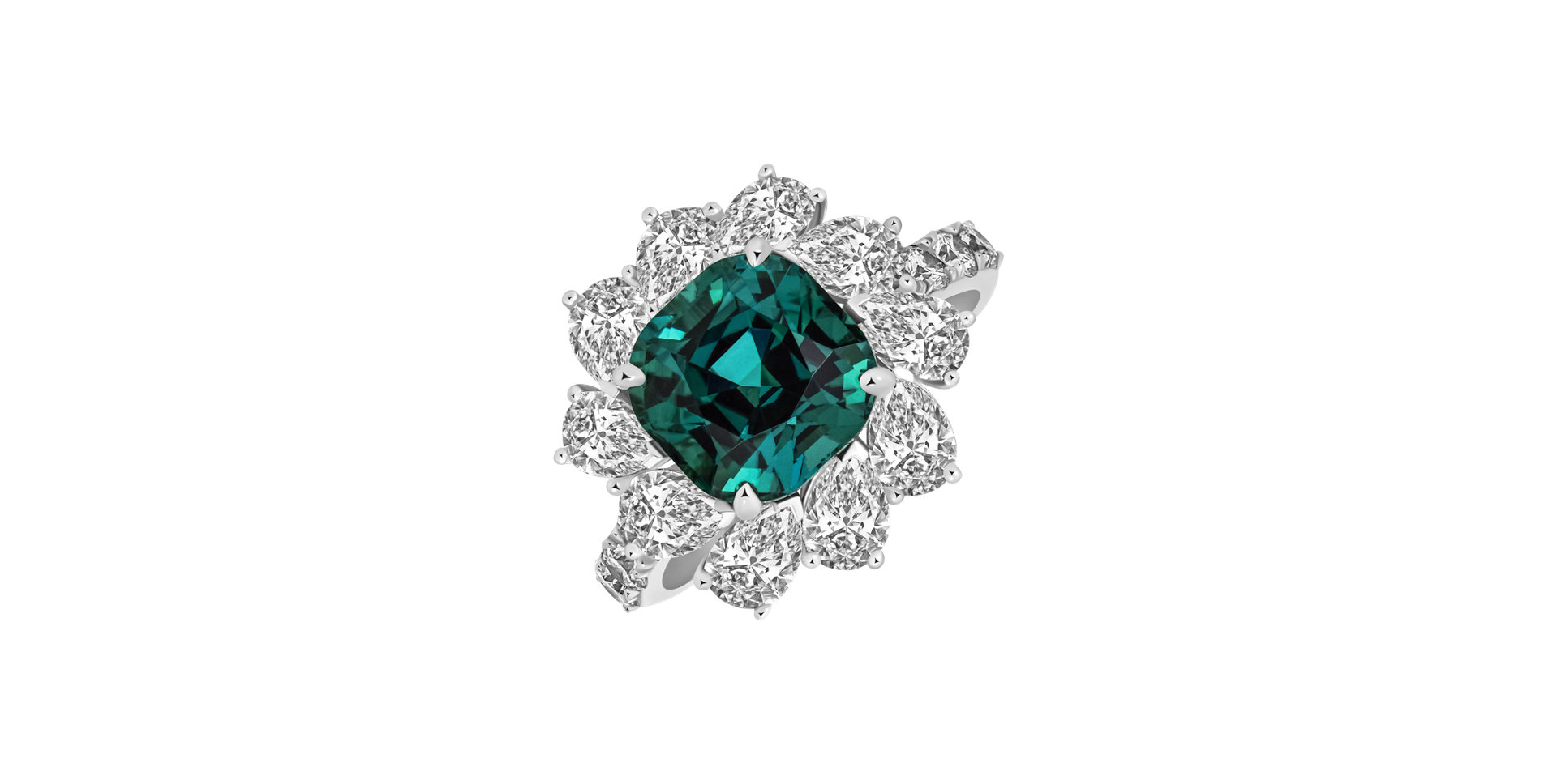 Diamond ring with Tourmaline Ocean Empress