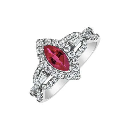 Diamond ring with Ruby Tessora