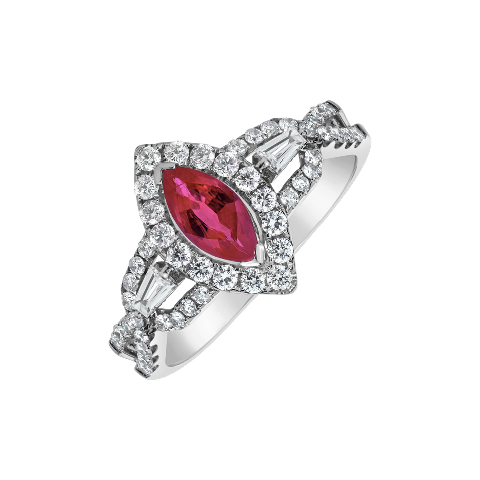 Diamond ring with Ruby Tessora