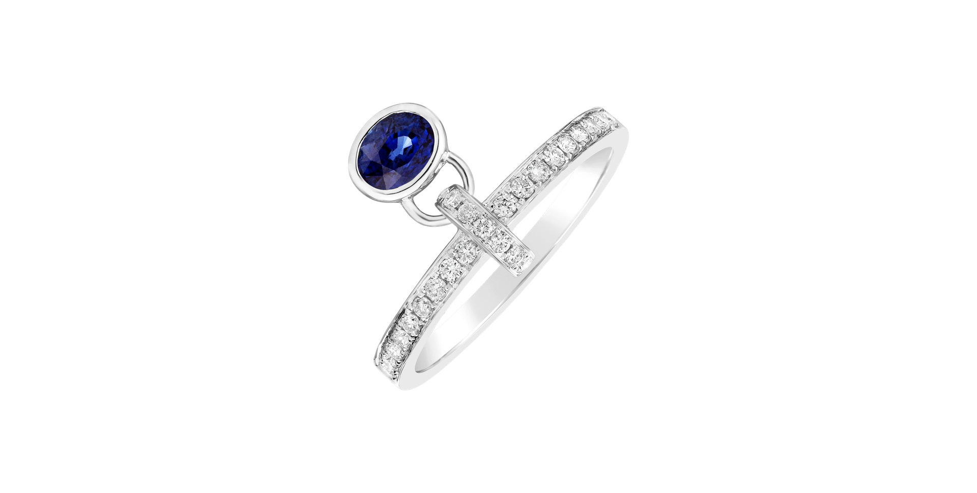 Diamond ring with Sapphire Angeline
