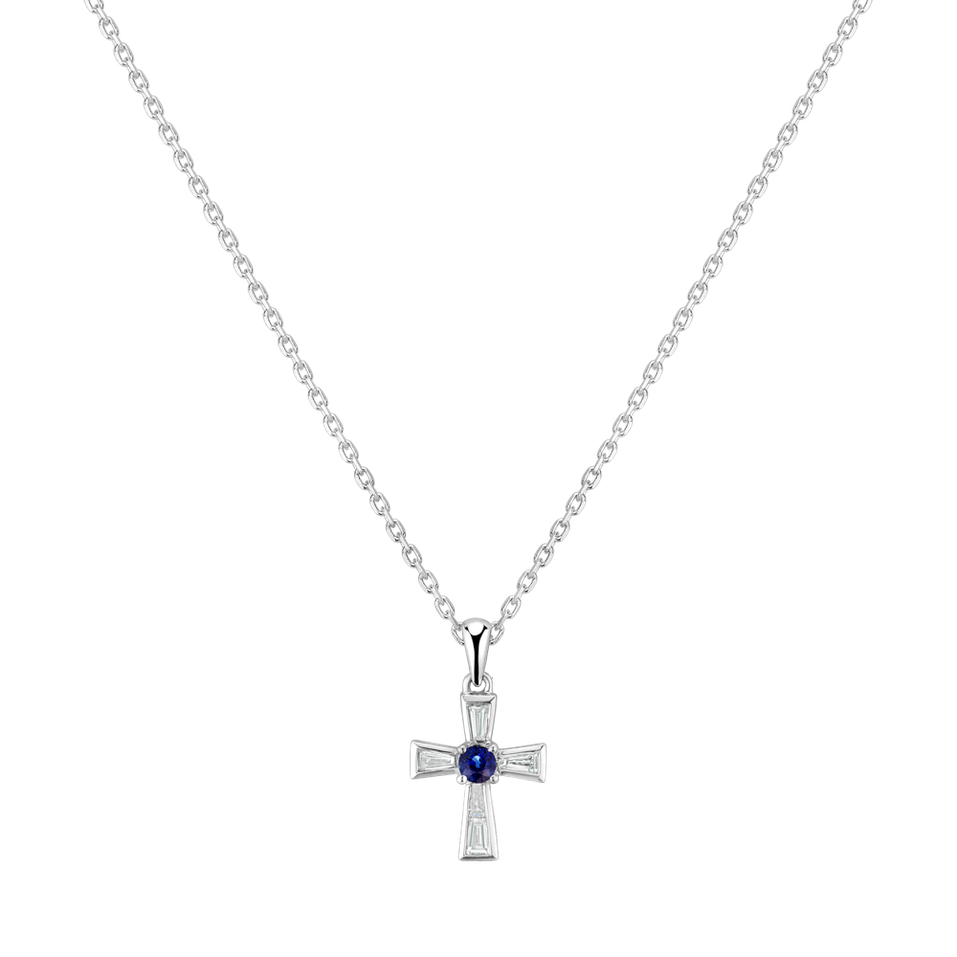 Diamond pendant with Sapphire Crossed Love