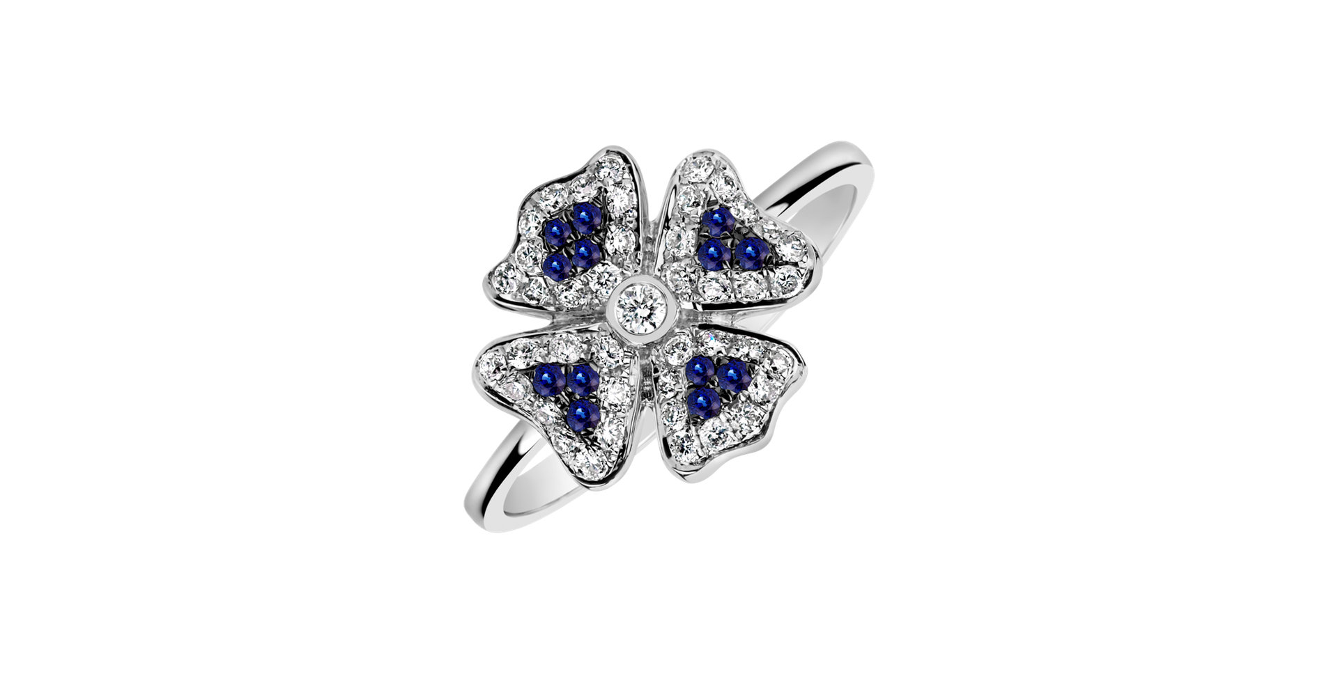 Diamond ring with Sapphire Mystic Flower