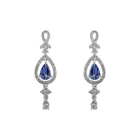 Diamond earrings with Sapphire Sapphire happiness