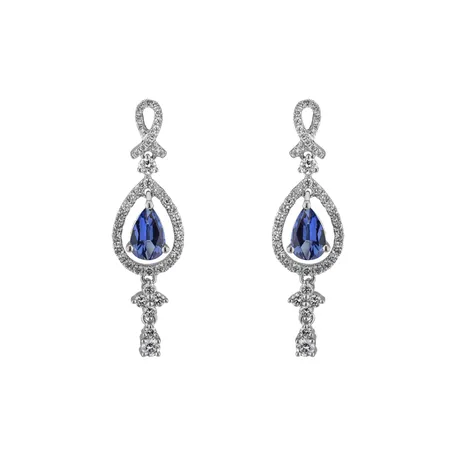 Diamond earrings with Sapphire Sapphire happiness